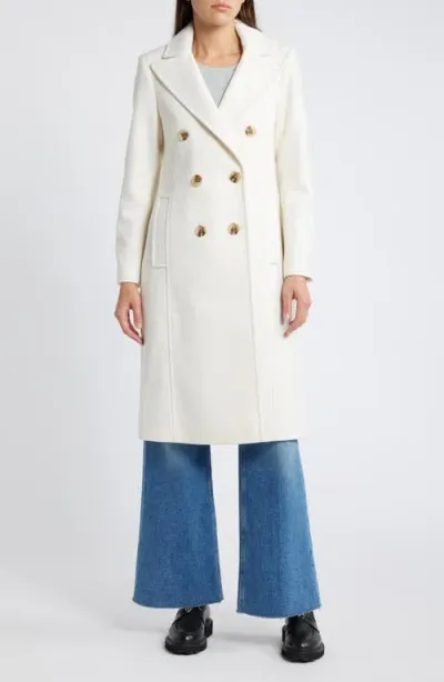 Sam Edelman Double Breasted Coat In Creamy Oatmeal