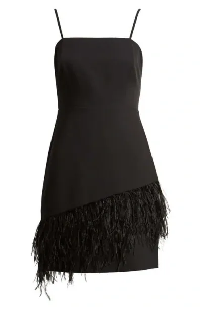 Sam Edelman Feather Trim Sheath Cocktail Dress In Black