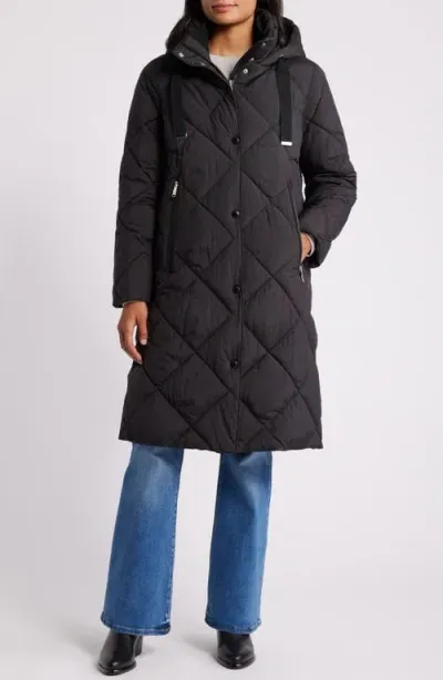 Sam Edelman Hooded Quilted Coat In Black