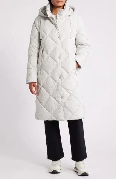 Sam Edelman Hooded Quilted Coat In Soft Silver