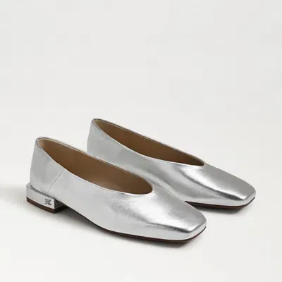 Sam Edelman Kasey Square Toe Ballet Flat Soft Silver Leather