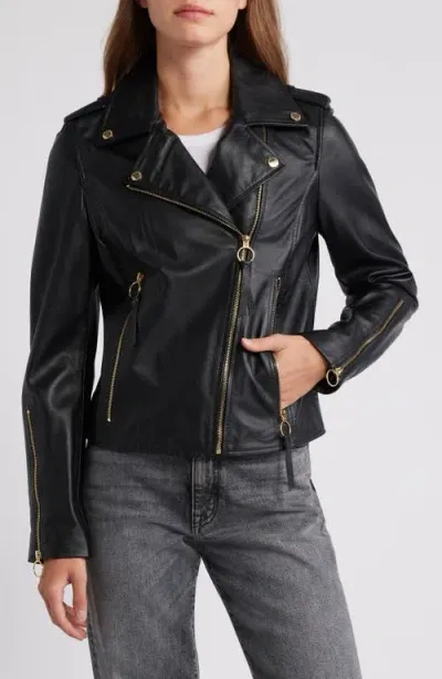 Sam Edelman Leather Moto Jacket In Black