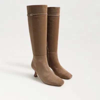 Sam Edelman Lyla Knee High Boot Almond Taupe Suede In Grey