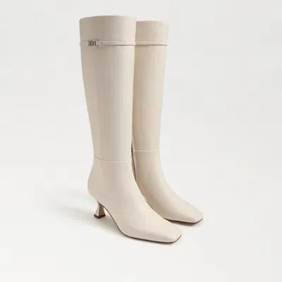 Sam Edelman Lyla Knee High Wide Calf Boot Modern Ivory Leather In White