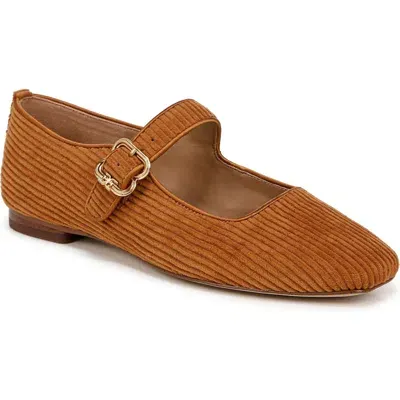 Sam Edelman Michaela Mary Jane Flat Harvest Brown Velvet In Curry Brown