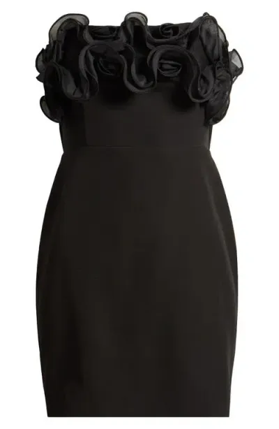 Sam Edelman Organza Ruffle Strapless Cocktail Minidress In Black