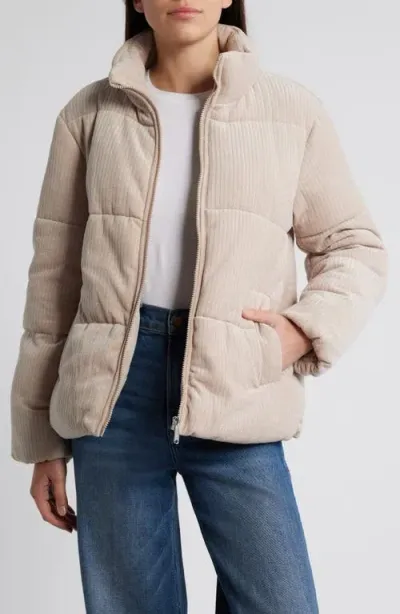 Sam Edelman Quilted Chenille Rib Jacket In Oatmeal Beige