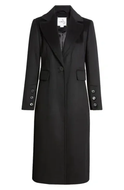 Sam Edelman Single Breasted Wool Blend Reefer Coat In Black