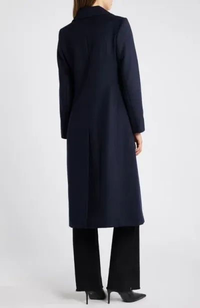 Sam Edelman Single Breasted Wool Blend Reefer Coat In Navy