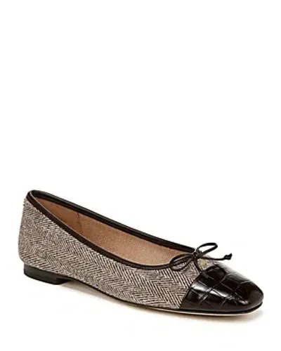 Sam Edelman Women's Marley Cap-toe Ballet Flats In Brown Mult Tweed,black