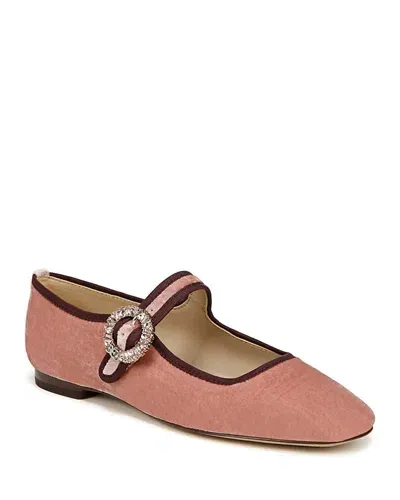 Sam Edelman Women's Michaela Glow Square Toe Embellished Buckle Mary Jane Flats In Pink