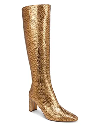 Sam Edelman Women's Sylvia 2 Pointed Toe Embossed Mid Heel Tall Boots In Medallion