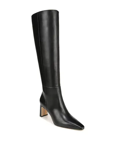 Sam Edelman Women's Sylvia Pointed Toe Mid Heel Tall Boots In Black Wide Calf Leather