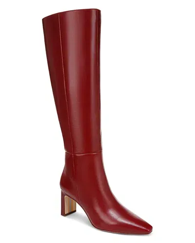 Sam Edelman Women's Sylvia Pointed Toe Mid Heel Tall Boots In Cabernet Red