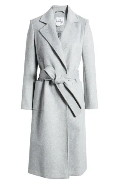 Sam Edelman Wool Blend Wrap Coat In Heather Grey