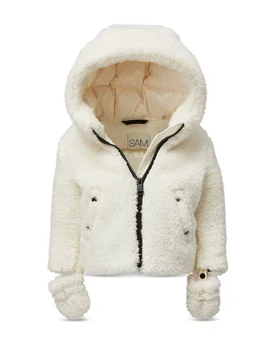 Sam Unisex Snowball Faux Shearling Hooded Down Jacket - Baby In White