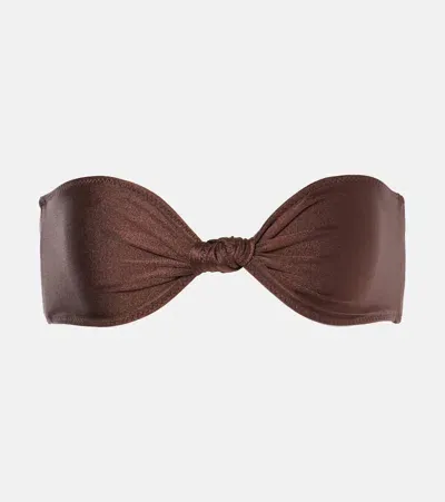 Same Knotted Bandeau Bikini Top In Brown