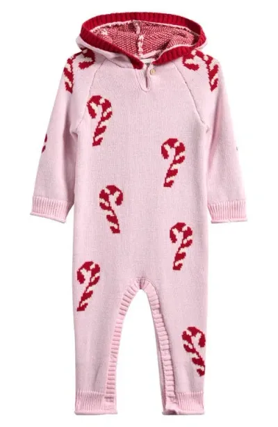 Sammy + Nat Babies'  Hooded Cotton Blend Sweater Romper In Pink