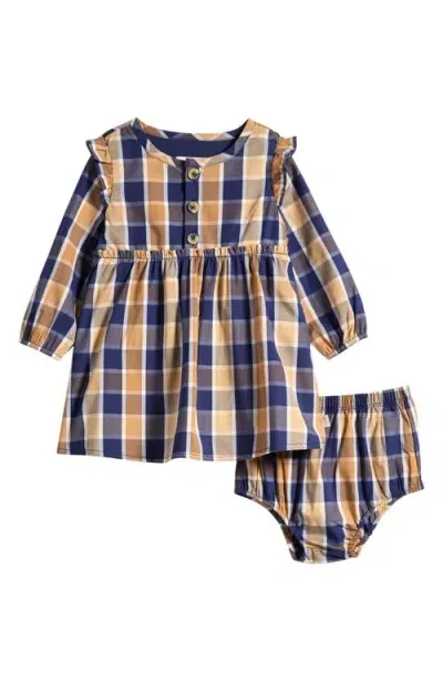 Sammy + Nat Babies'  Plaid Long Sleeve Cotton Dress & Bloomers In Chipmunk Plaid