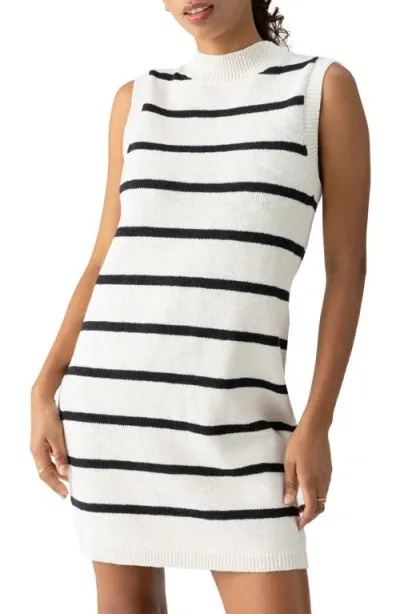 Sanctuary Life Is Easy Stripe Sleeveless Sweater Minidress In Chalk,black Stripe