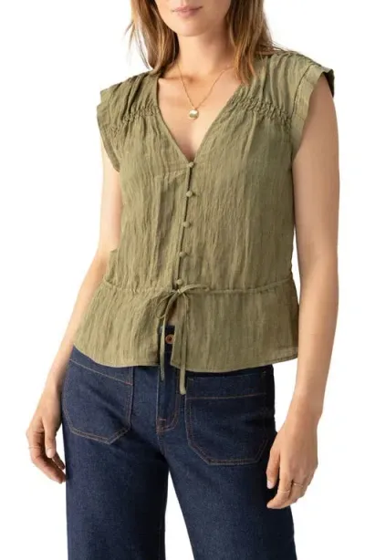 Sanctuary Textured Peplum Top In Burnt Olive