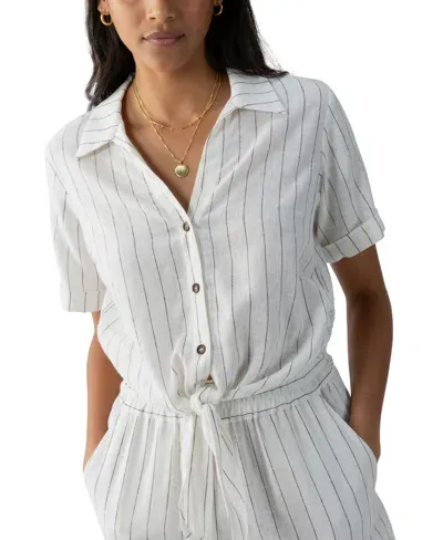 Sanctuary Ocean Tie Front Shirt In White