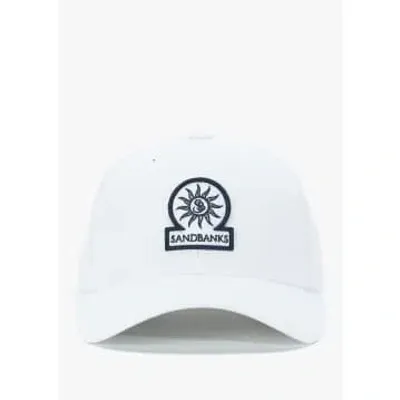 Sandbanks Mens Badge Logo Cap In White In White Fabric