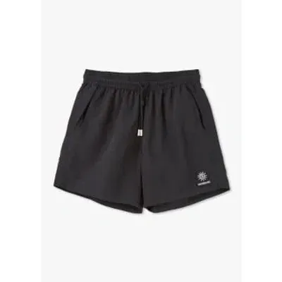 Sandbanks Mens Badge Logo Swim Shorts In Black In Black Fabric