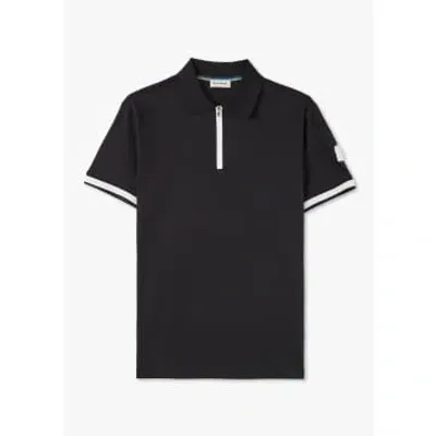 Sandbanks Mens Silicone Zip Polo Shirt In Black In Black Fabric