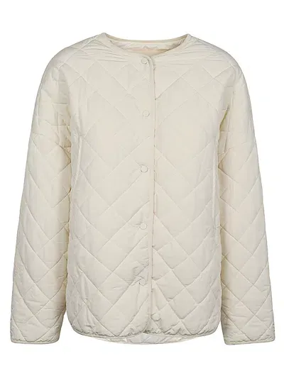 Sandbeige Quilted Nylon Jacket In White