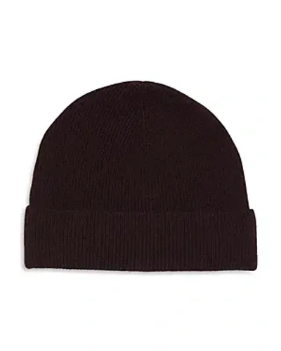 Sandro Cashmere Ribbed Turn Up Beanie In Mahogany