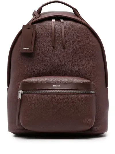 Sandro Coated-finish Zipped Backpack In Black Brown