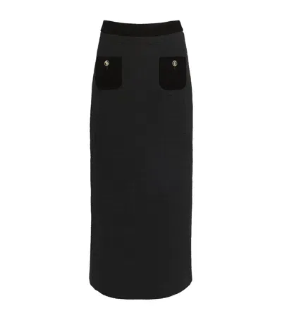 Sandro Cotton-blend Midi Skirt In Black