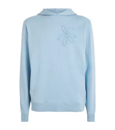 Sandro Cotton Flower Hoodie In Blue