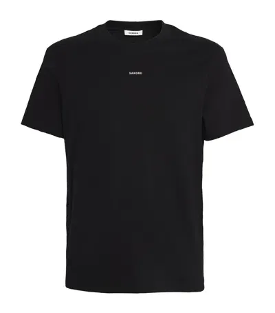 Sandro Cotton Logo T-shirt In Black