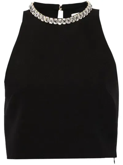 Sandro Crystal-embellished Sleeveless Crop Top In Black