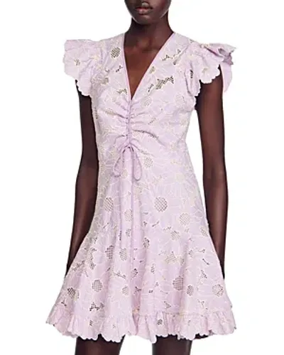 Sandro Danie Broderie-anglaise Dress In Parma/ Ecru