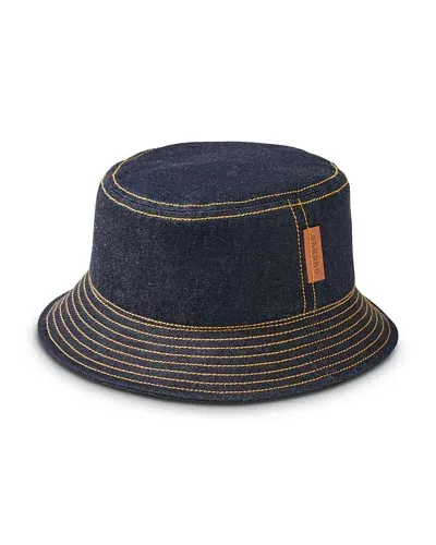 Sandro Denim Bob Bucket Hat In Navy Blue