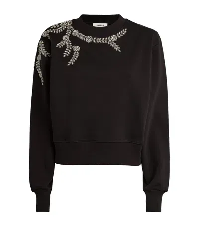 Sandro Embellished Sweatshirt In Black