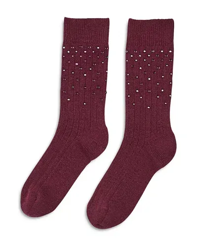 Sandro Evita Rhinestone Embellished Socks In Bordeaux