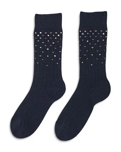 Sandro Evita Rhinestone Embellished Socks In Navy Blue