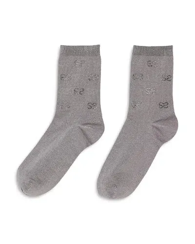 Sandro Evonna Double S Rhinestone Socks In Grey