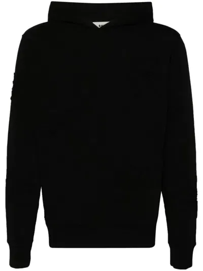 Sandro Floral-appliqué Cotton Hoodie In Black