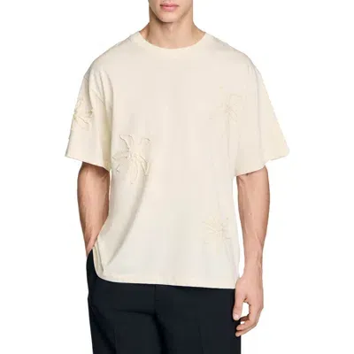 Sandro Floral T-shirt In Ecru