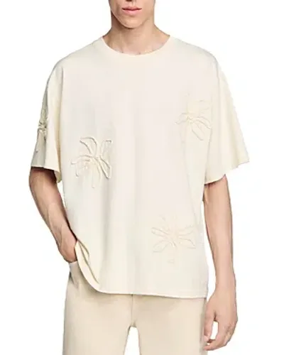 Sandro Flower Tee In Ecru