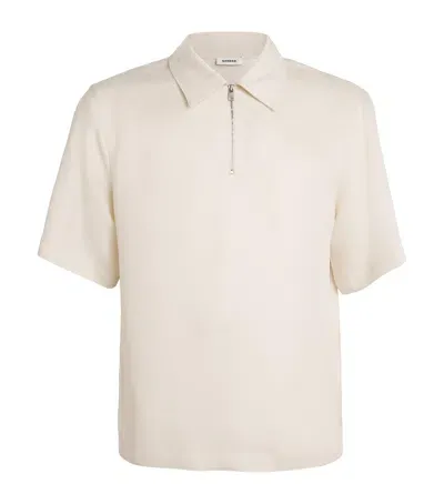 Sandro Half-zip Polo Shirt In Beige