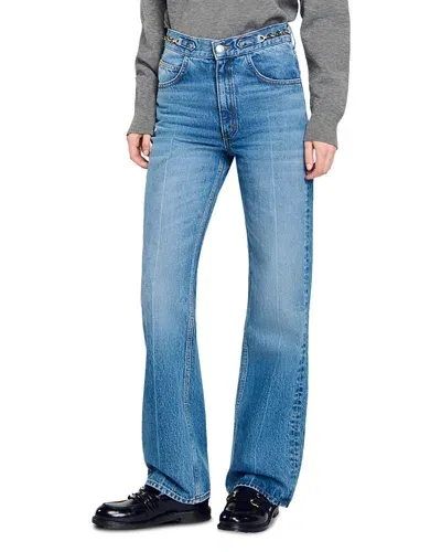 Sandro Jekyll High Rise Jeans In Blue Jean