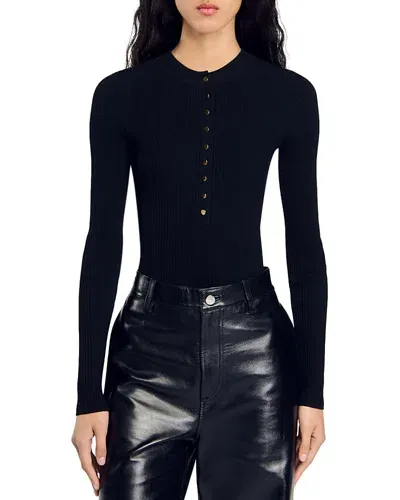 Sandro Jelly Bodysuit In Black