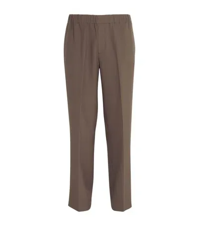 Sandro Jersey Wide-leg Trousers In Brown