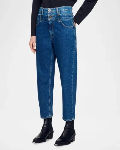 Sandro Kitty Trompe L'ail Mom Jeans In Blue